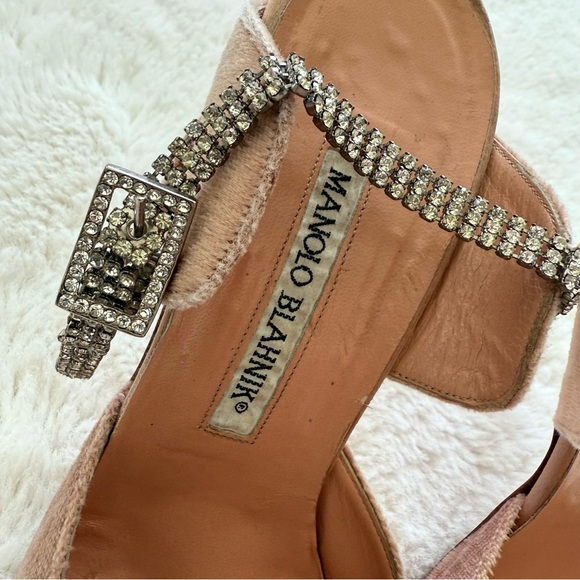 Manolo Blahnik RARE velvet high heels shoes with crystals size 38.5 EU - Picture 5 of 12